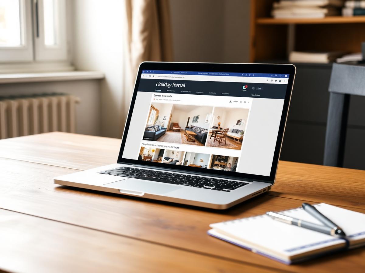 Annonce de location saisonnière consultée sur un ordinateur portable